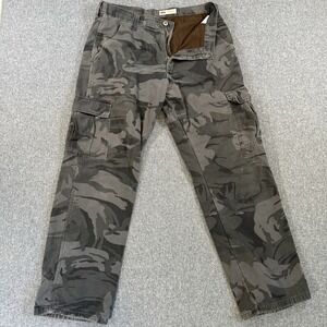 Wrangler Relaxed Fit Fleece Lined Camo Pants Gray 32x32 Men's Work Utility